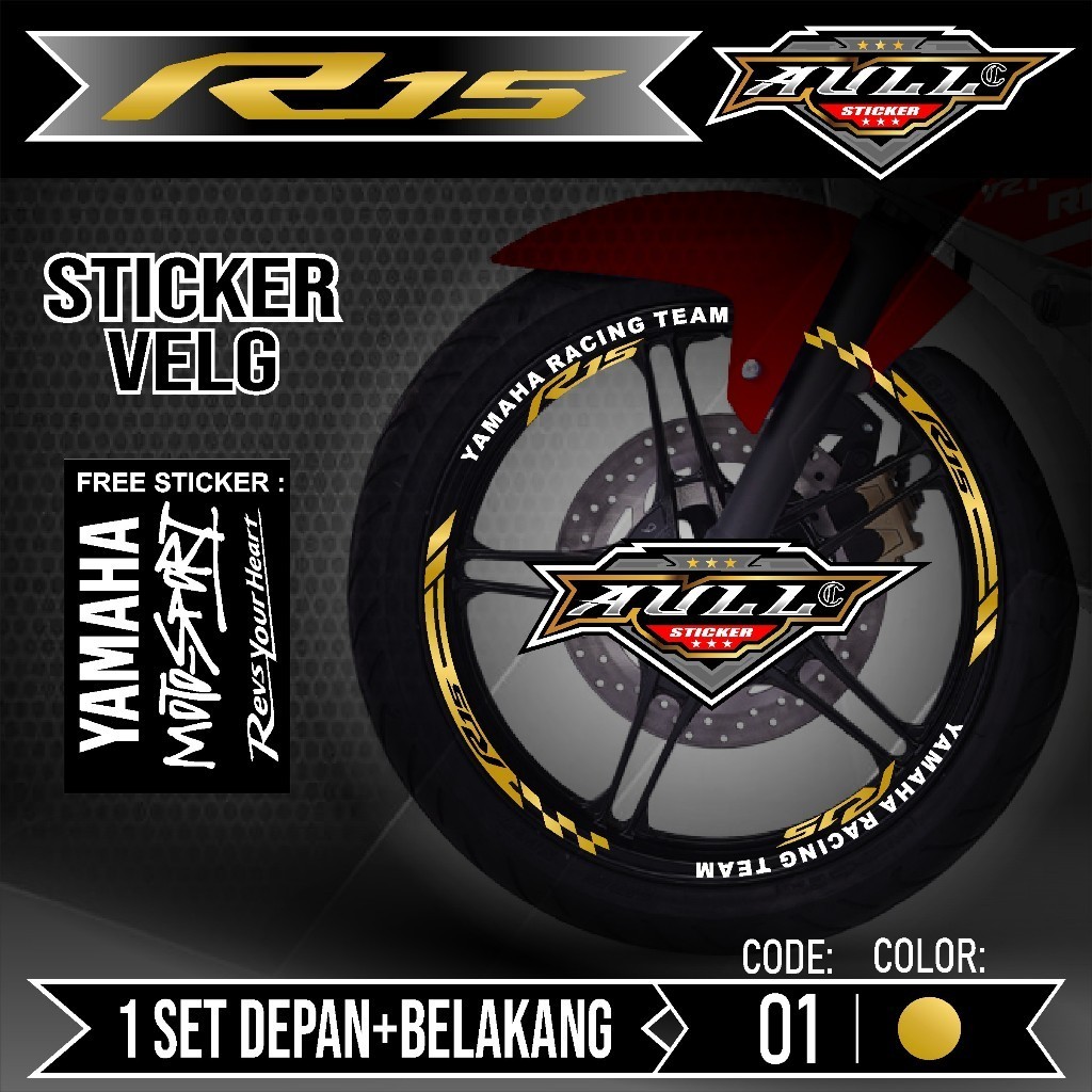 สติ๊กเกอร์Velg R15 ตัดVelg Motor Yamaha R15 V2 V3 List Sticker Cutting Velg Tyre Variation Set ด้านห