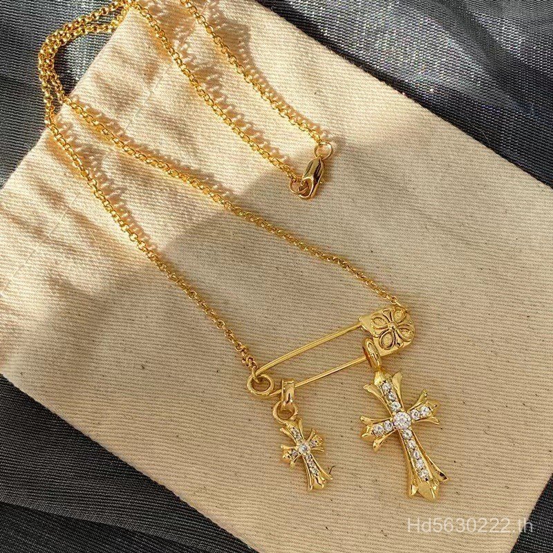 Crow Heart Retro Clavicle Chain สร้อยคอเพชรคู่แบบฝรั่งเศสสำหรับหญิง ZBB7