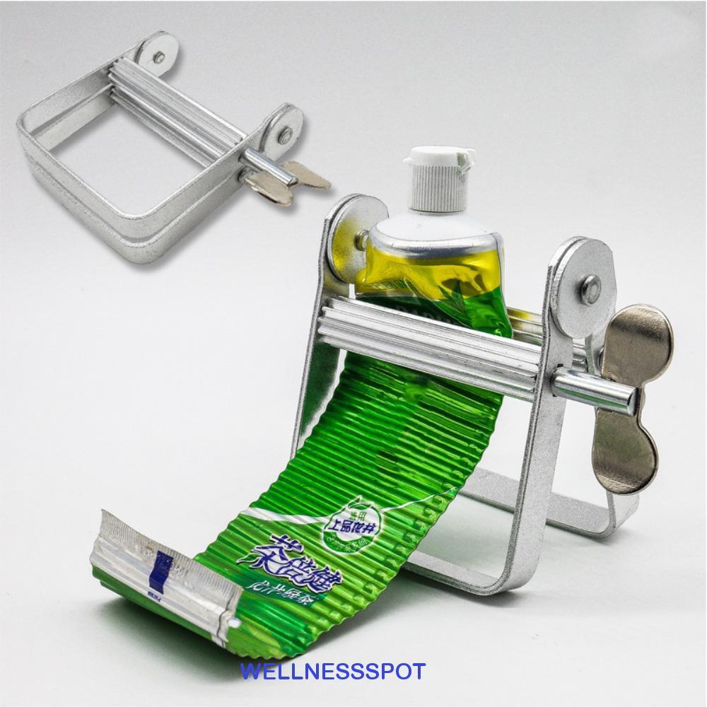WELLNESSSPOT ที่บีบยาสีฟัน, เครื่องมือบีบกระชับหลอด Wringer, Mini Rolling Silver อลูมิเนียมฟันวาง Dispenser Lazy