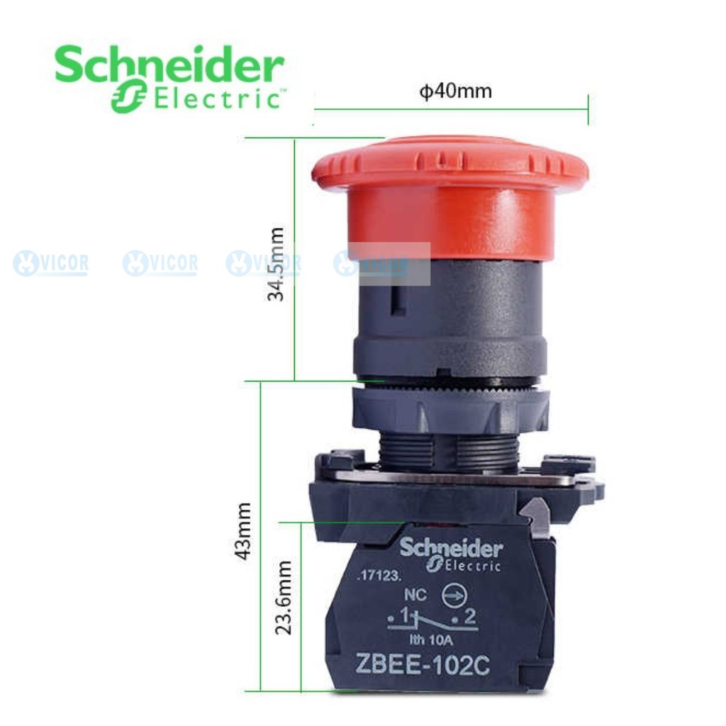 XB5AS541C XB5AS542C XB5AS544C XB5AS545C M22 XB5AS Schneider สวิตช์ปุ่มกดหยุดฉุกเฉิน