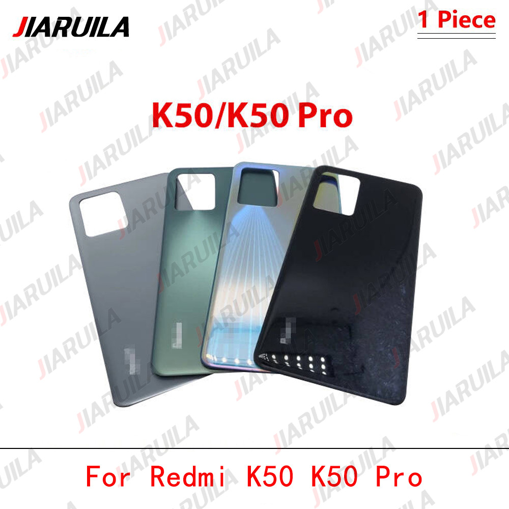 ฝาหลัง + โลโก้สําหรับ Redmi K50 K50 Pro แบตเตอรี่กระจกด้านหลังพร้อมสติกเกอร์กาว