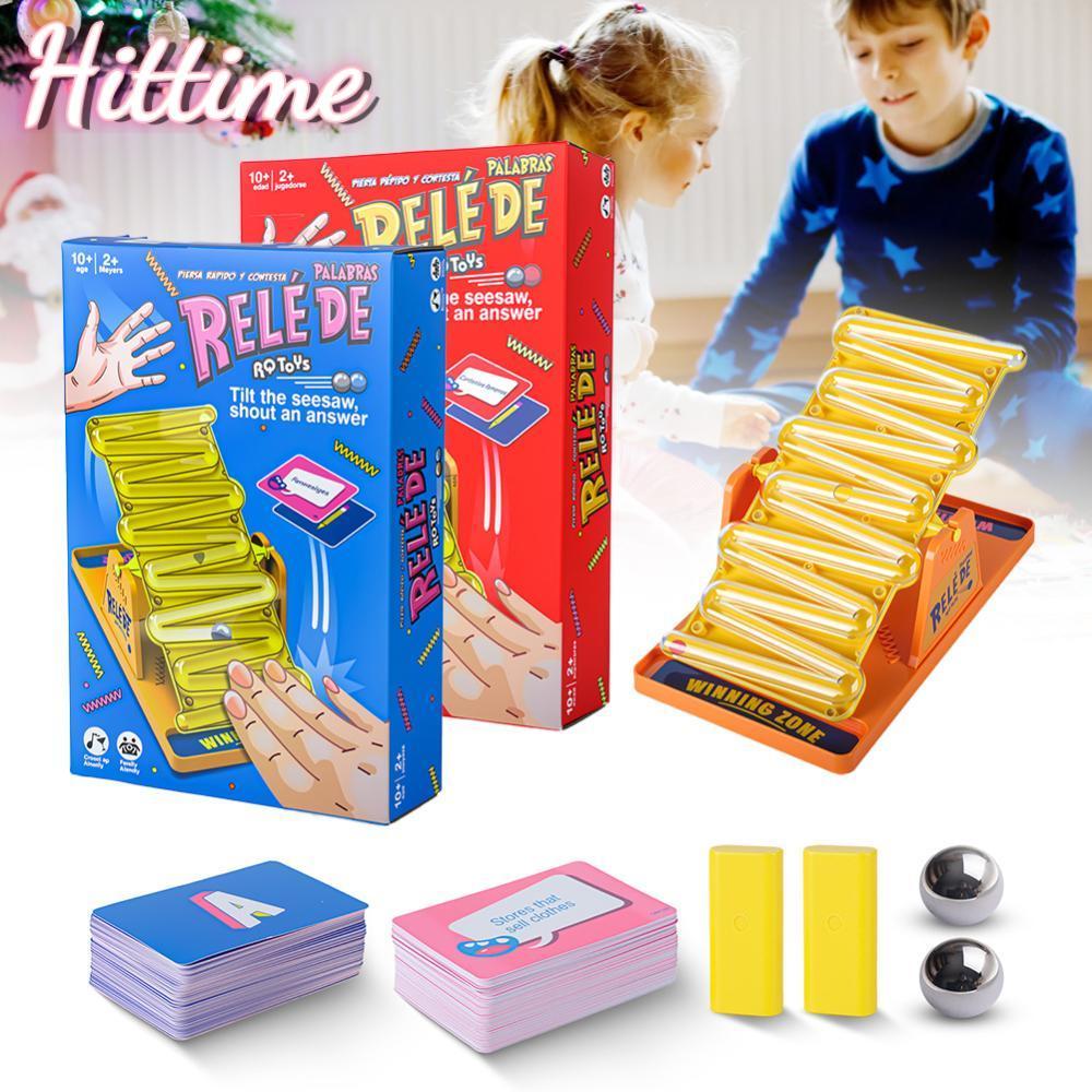 HITTIME Seesaw Dueling เกมไม้ลอยหินอ่อนการ์ดคําถามเกมแบบโต้ตอบ Fast-Paced Action & คําตอบสมอง & Refl