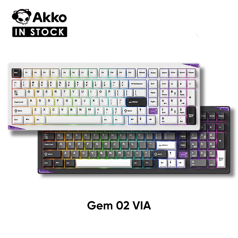 Akko Gem 02 VIA Aluminium Tri-mode Kit & Keyboard With RGB, Gasket mount,แบตเตอรี่ 8000mAh