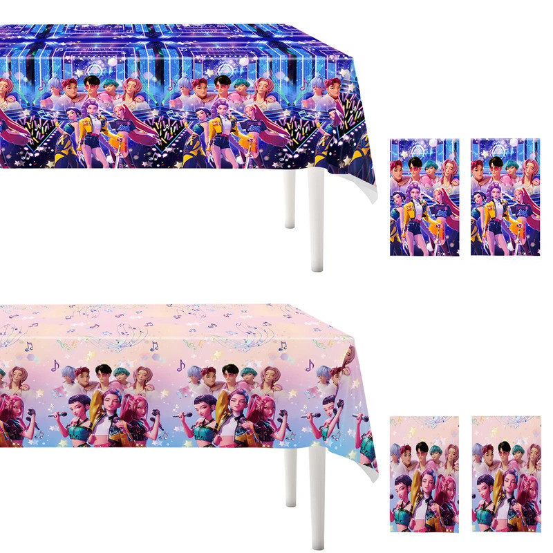Demon Hunters ผ้าปูโต๊ะตกแต่ง Kpop อะนิเมะคอสเพลย์ทิ้งตารางสําหรับสาววันเกิด Baby Shower Party Supplies 85C3