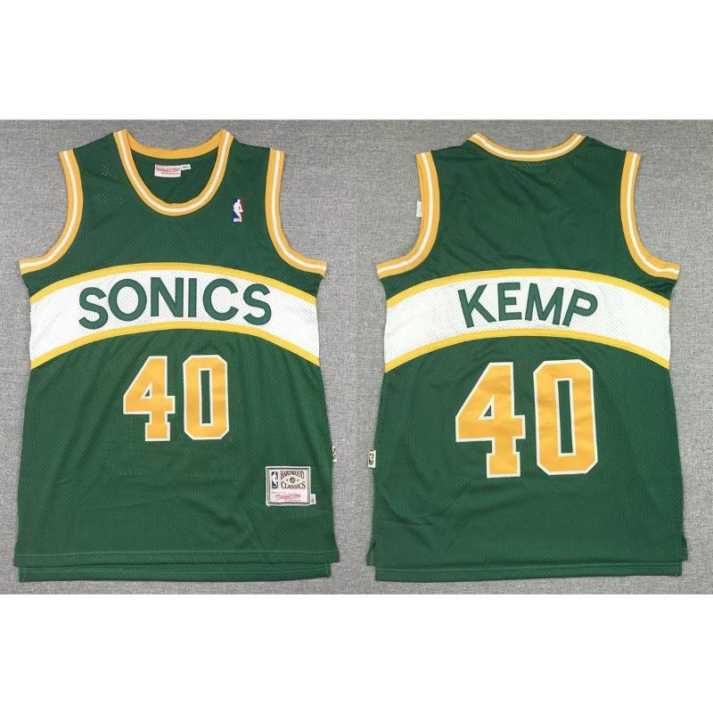 KK Ace NBA Jersey Seattle Supersonics Kemp Green Retro Classic เสื้อยืดกีฬารุ่นคลาสสิก ไซส์ใหญ่สำหรั