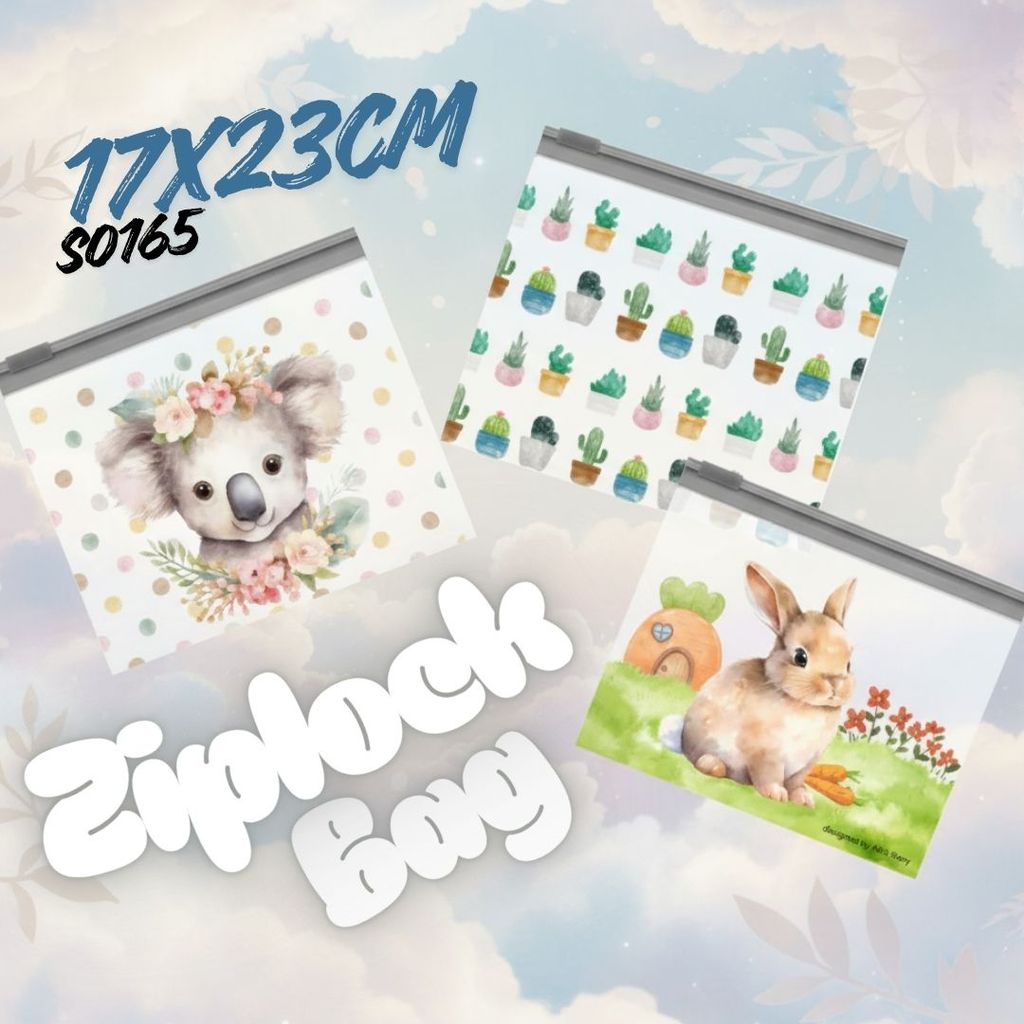 S0165 กระเป๋าซิปลอค A5 ซิปขาว ขนาด 17ซม.*23ซม. ใส่ดินสอ ปากกา เครื่องเขียน กันน้ำ กล่องดินสอ