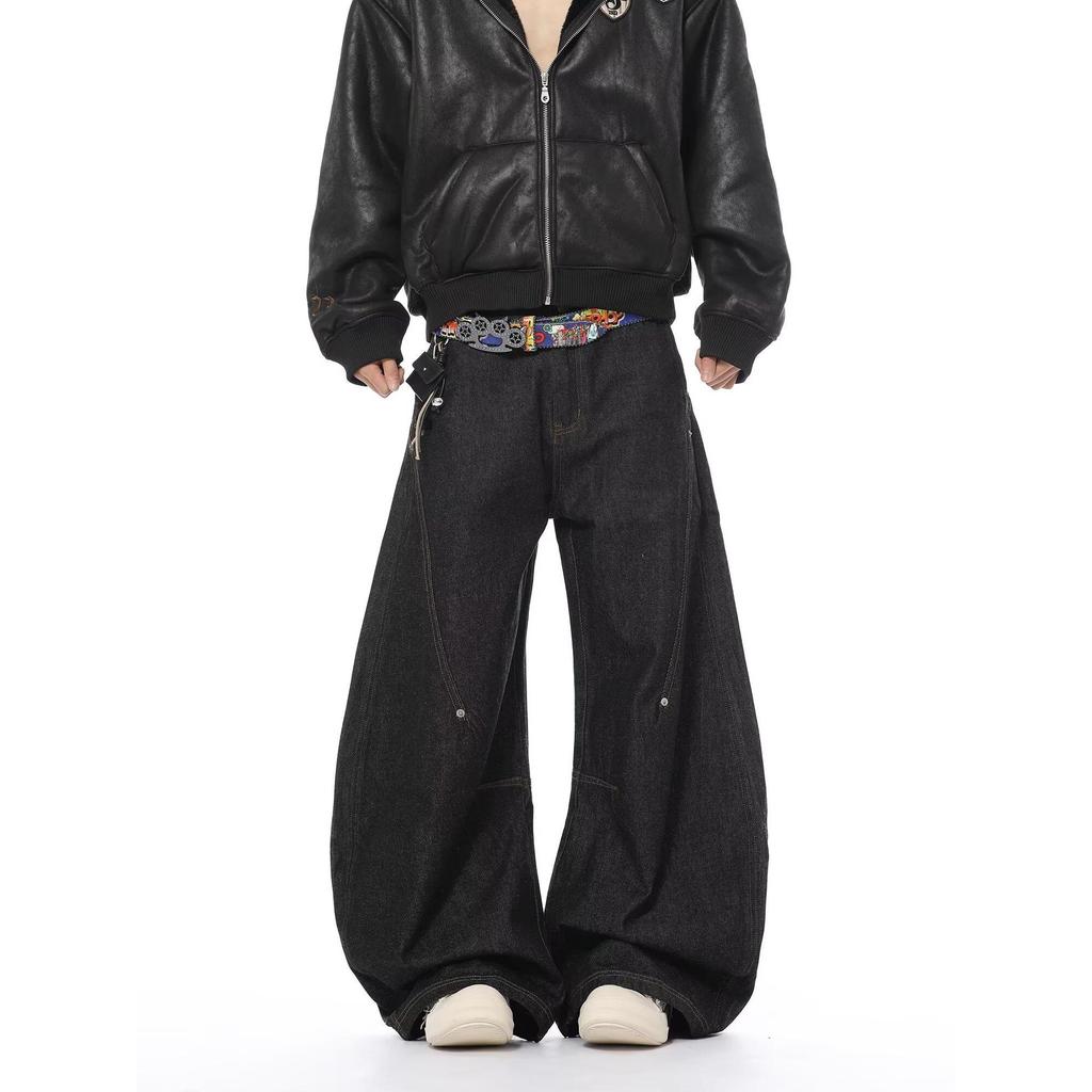 American Machete Profile Lazy Jeans Men Loose High-End Niche Puffer หล่อกางเกงลําลองผู้ชาย