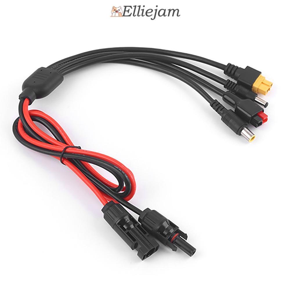 ELLIEJAM แผงสายต่อ,4 in 1 MC4 to DC5521 7909 XT60 หญิงสายไฟ,ขั้วต่อความยาว 1 เมตร 30A สายไฟชาร์จ