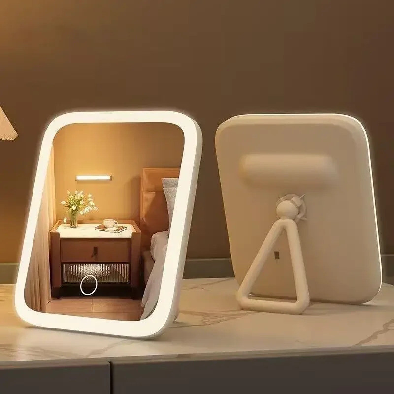 Lighted Vanity Mirror 360° Dimmable Touch Screen Portable Travel makeup Mirror with Bracket LED Cosm