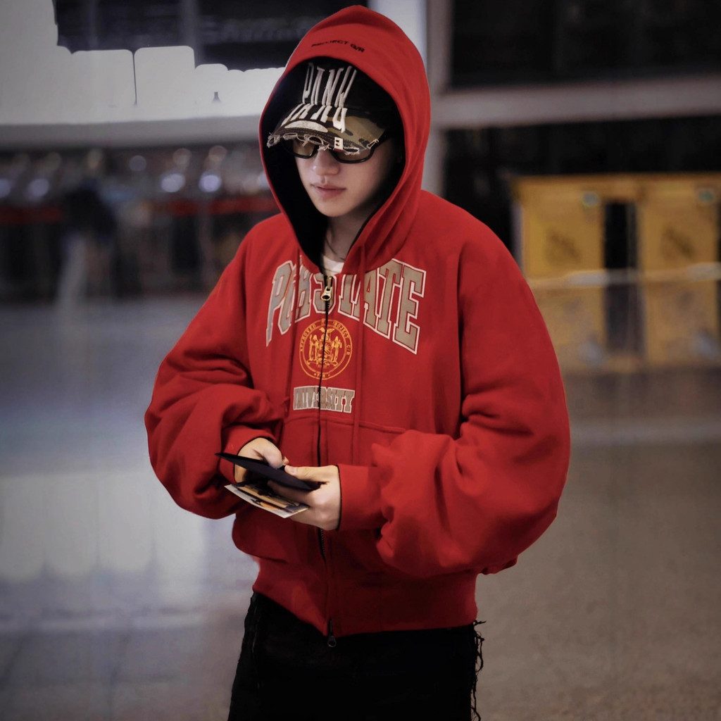 J1LX  Grailz Winter New Double-Sided Reversible Letter Print Flight Jacket Thickened Zipper Hooded C