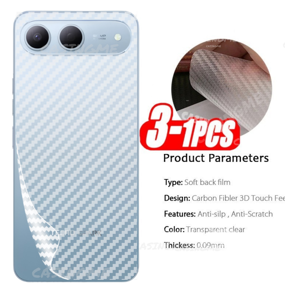 TECNO Spark 40 5G 3D กลับคาร์บอนไฟเบอร์โทรศัพท์หน้าจอฟิล์มด้านหลังสําหรับ TECNO Spark40 40Spark Spark 40C โปร่งแสง Anti-Scratch สติกเกอร์ป้องกันหน้าจอคาร์บอนไฟเบอร์
