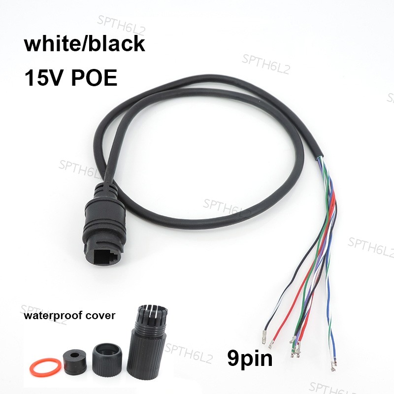 15V 9pin 9 core RJ45 สายเคเบิลเครือข่าย POE พอร์ตเครือข่ายสายไฟ single-ended POE สําหรับกล้อง IP CCT