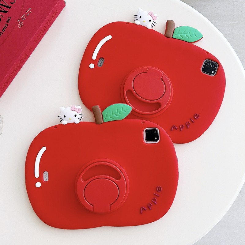 การ์ตูน hellokitty red apple 2022 10th air6 แท็บเล็ตในตัว 2020 air4 10.9 pro11 mini5 7 วงเล็บ ipad กรณีการ์ตูนซิลิโคนนุ่ม fidget cover 2018 2019 air11 10.2 10.9 11 10.5 9.7
