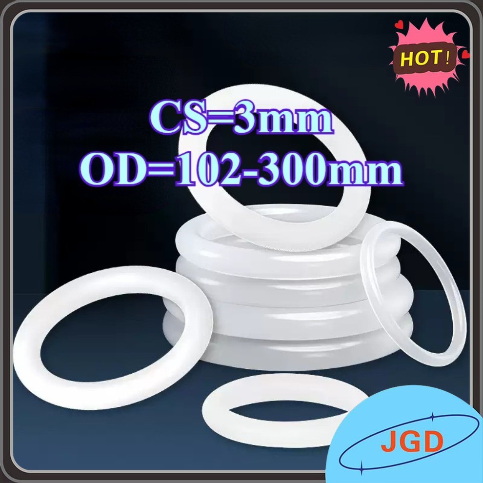O-ring ปะเก็น CS3 มม.* OD102-300 มม.O-แหวนซิลิโคนสีขาวซีลเกรดอาหารแหวนยางกันน้ําปะเก็นยืดหยุ่นJGD-FC