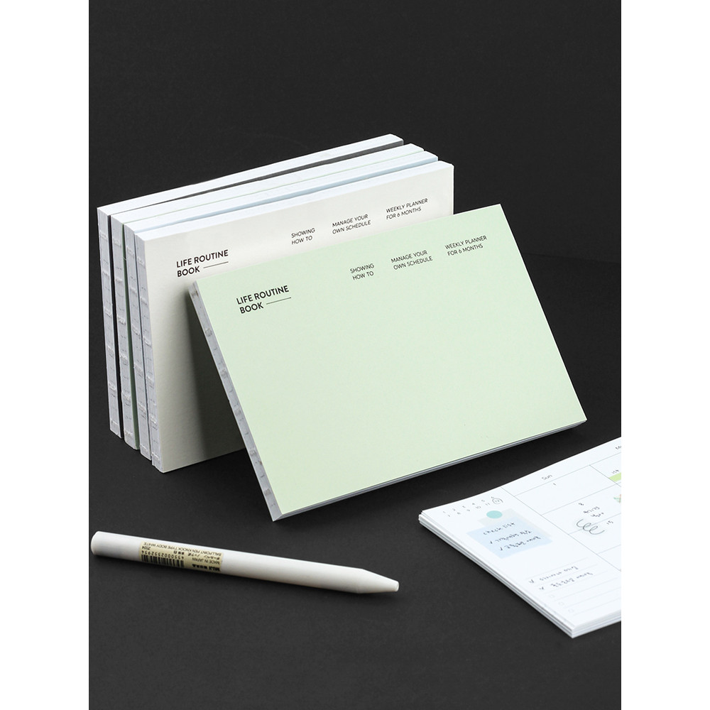 เกาหลีใต้ dash and dot Simple Half Year Perpetual Calendar Week Plan Schedule Time Management Office