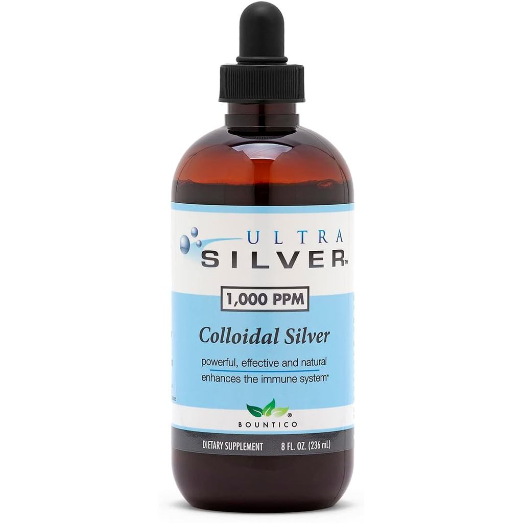 เงินอัลตร้าซิลเวอร์® เงินคอลลอยด์ | 1,000 PPM, 8 Oz (236mL) | อาหารเสริมแร่ธาตุ | เงินคอลลอยด์ทรู - 