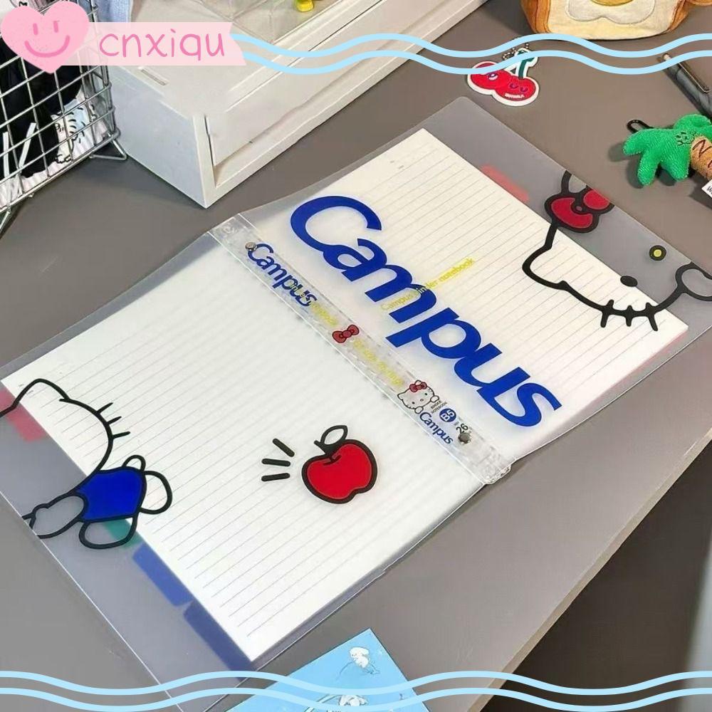 CNXIU Sanrio Hello Kitty Notebook, B5 อะนิเมะการ์ตูนสมุดบันทึกแบบหลวม,แหวนโลหะน่ารักไดอารี่ฝาครอบกันน้ําอุปกรณ์เครื่องเขียนนักเรียน