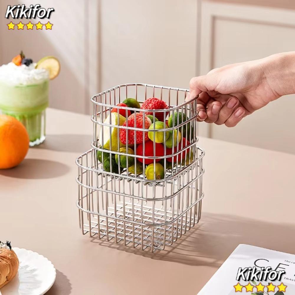 KIKIFOR ตะกร้าระบายน้ําในครัว, อุปกรณ์ครัว Multi-functional Kitchen Sundries Organizer, 304 สแตนเลสชั้นวางระบายน้ํากันน้ําตะกร้าเก็บในครัว