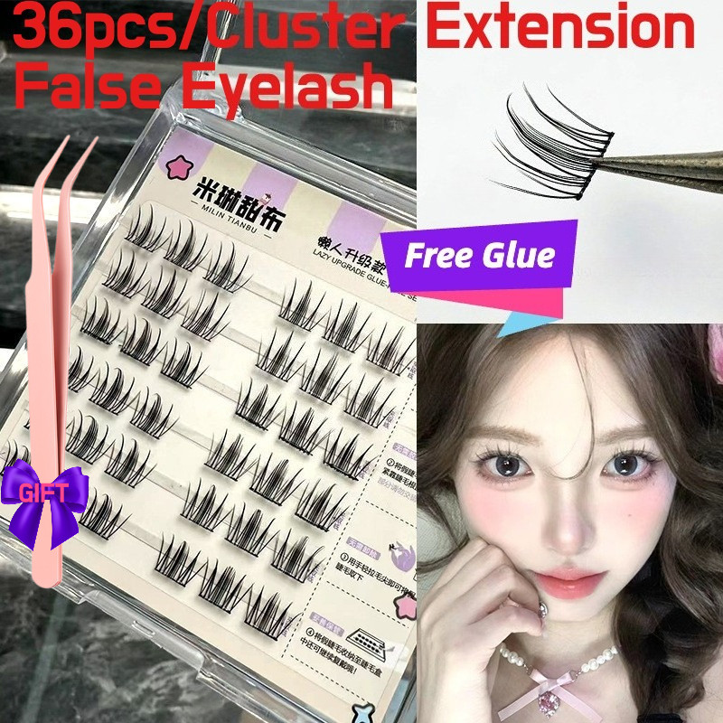 ขนตาปลอมต่อขนตา 36 ชิ้น แบบกาวในตัว ใช้ซ้ําได้ ไม่ต้องใช้กาว ไม่ต้องใช้ Remover ติดแน่น ไม่ทิ้งคราบ