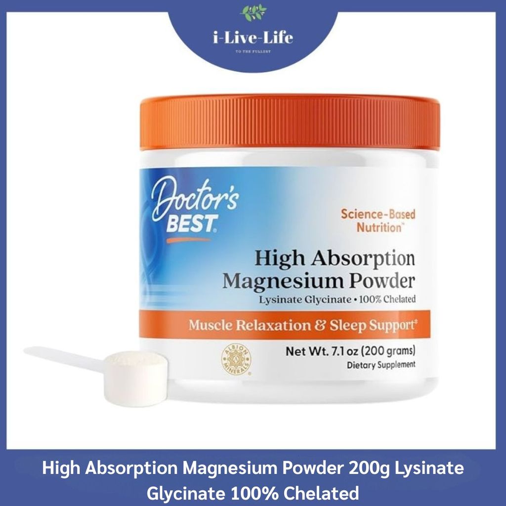 Doctor's Best - High Absorption Magnesium Powder 200g Lysinate Glycinate 100% Chelated แมกนีเซียม แบ