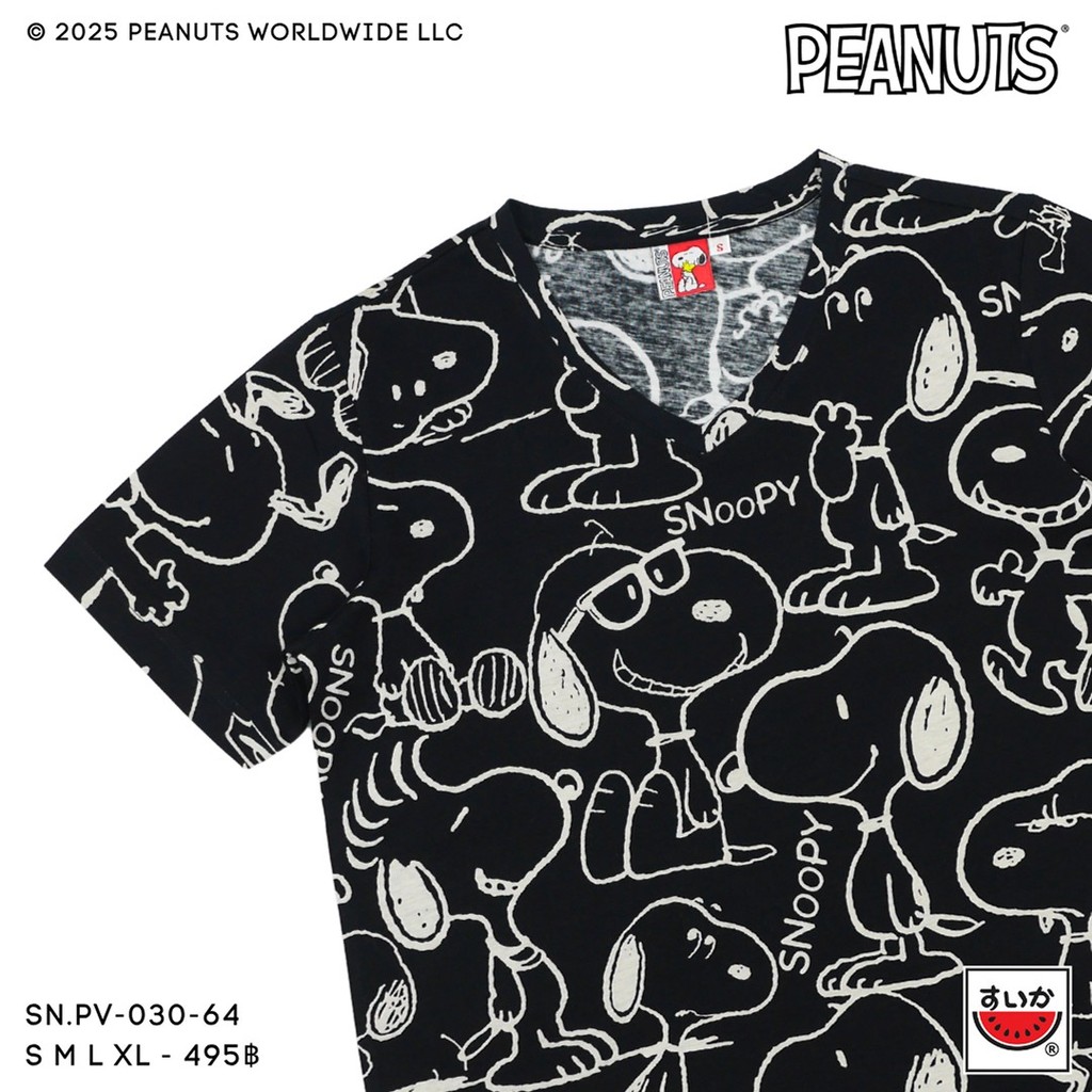 SUIKA تيشيرت Snoopy بياقة V — صورة 4