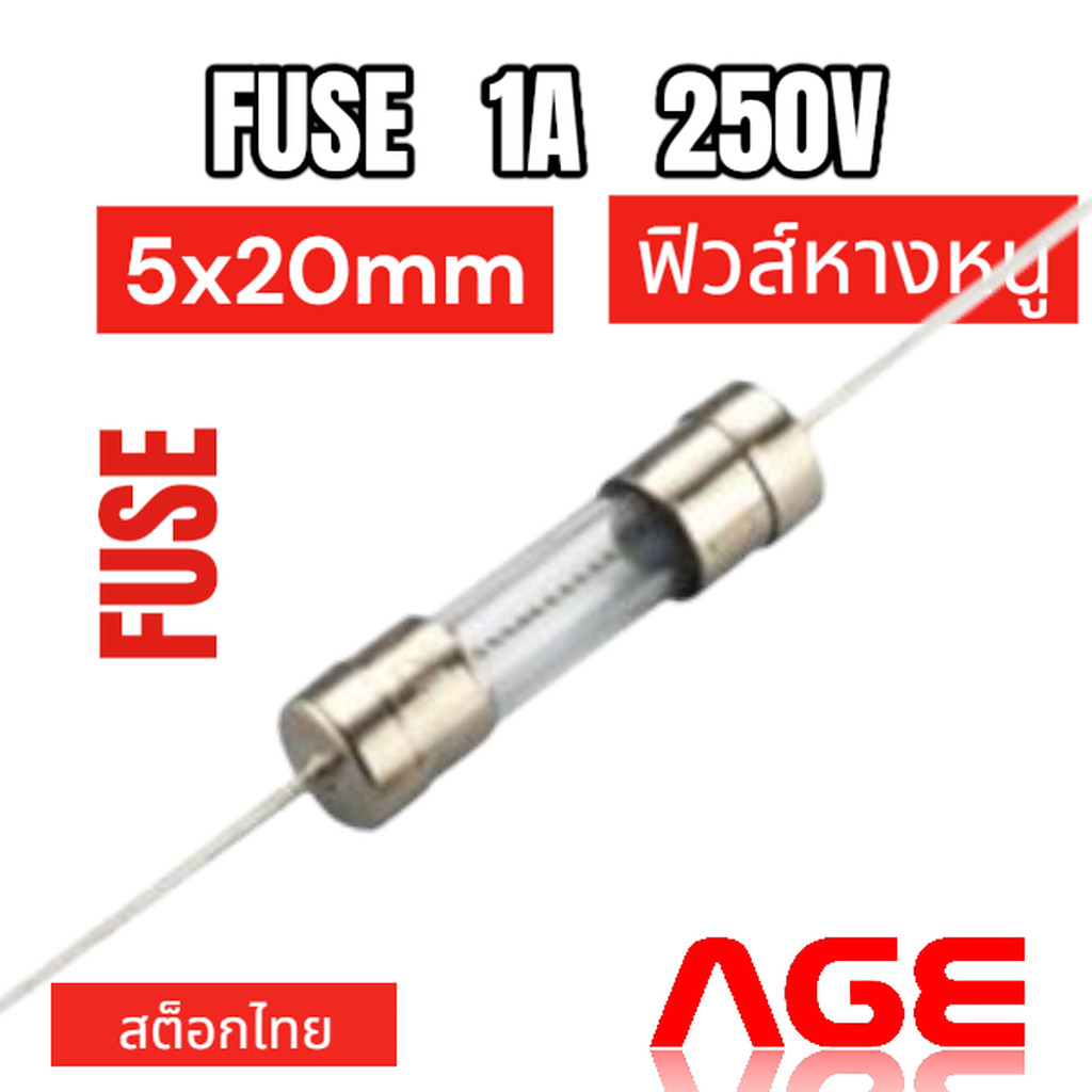 Fuse 1A 250V, 5X20mm,ฟิวส์หางหนู