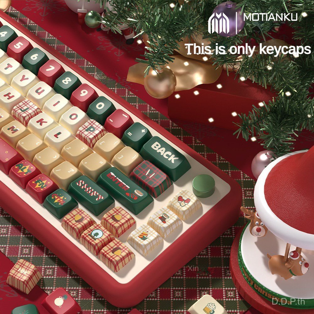 Pbt Keyboard Keycaps Round Cherry Pattern MDA Rainbow Gradient Christmas Gift