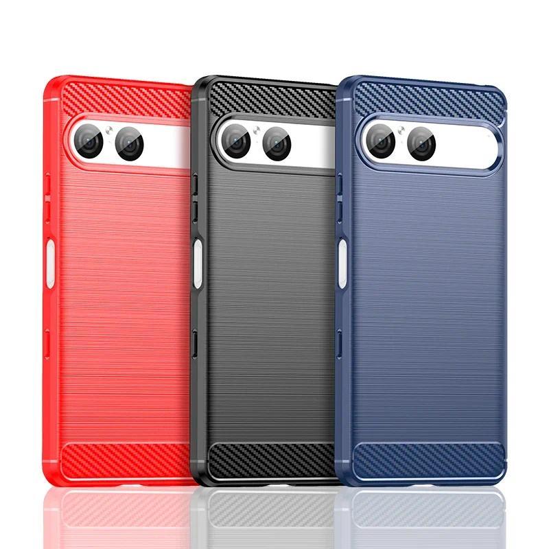 สําหรับฝาครอบ Sony Xperia 10 VII สําหรับ Sony Xperia 10 VII Anti-knock ซิลิโคนคาร์บอนไฟเบอร์กลับสําห