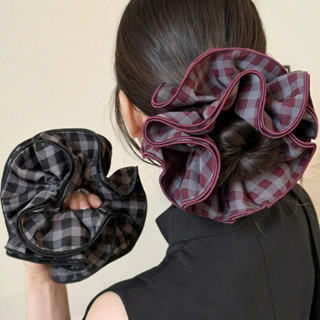 ยางรัดผมลายสก๊อตสำหรับการทำหางม้า เครื่องประดับผมแฟชั่นสำหรั…