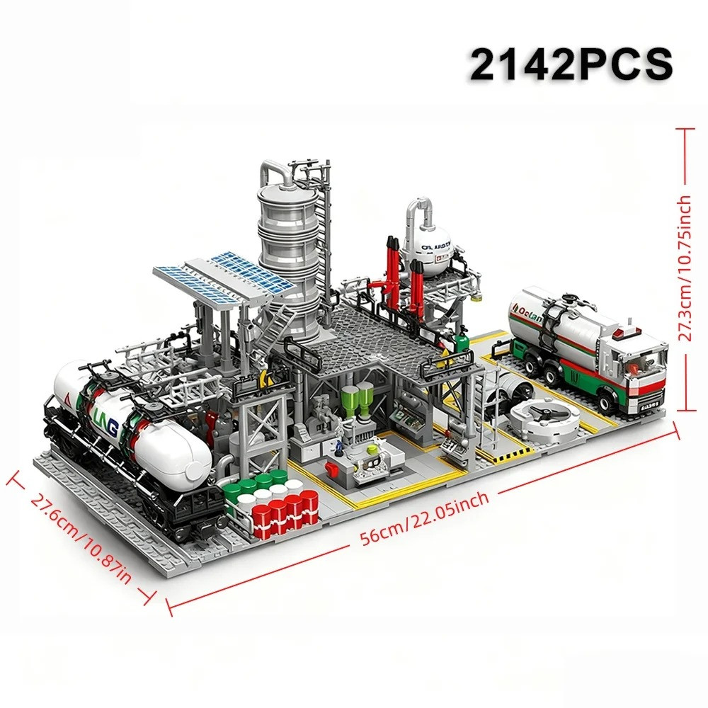 เมืองถนนดูอาคารบล็อกก๊าซธรรมชาติศูนย์การจัดเก็บห้องปฏิบัติการสถานีขนส่ง3 ใน 1ประกอบรุ่นอิฐเด็กของขวัญ - รูปที่ 6