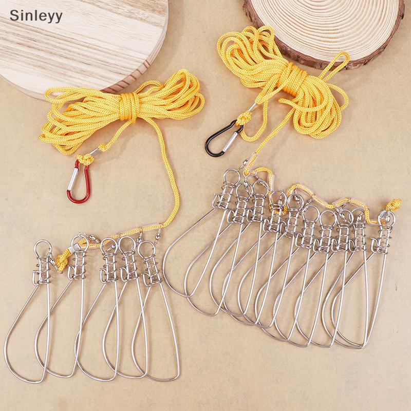 สายพาร์ทสแตนเลสสำหรับตกปลา ขนาด 5M พร้อมคลิปล็อกและเชือก ใช้กับห่วงลอย เหมาะสำหรับเก็บปลาสด - รูปที่ 2