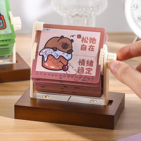 ปฏิทินแขวน 2025 ปฏิทินแขวน ปฏิทิน Mini Kapibara Mechanical Calendar ins น่ารักสร้างสรรค์ Panda Flip 