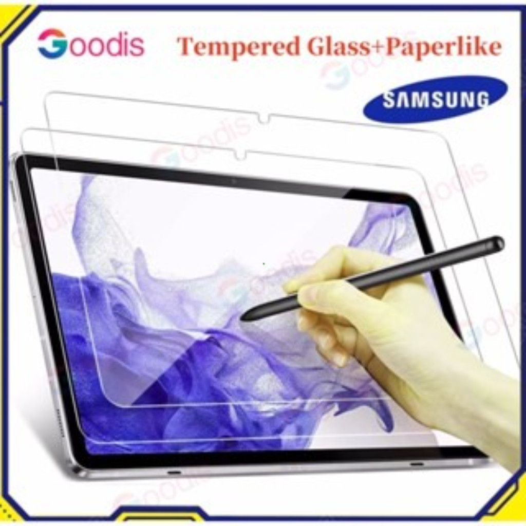 2 in 1 Paperlike + ฟิล์มกระจกนิรภัย สำหรับ Samsung Tab S7 S8 S9 FE 10.9 S7 Plus S8+ S9+ 12.4“ S10 Ul