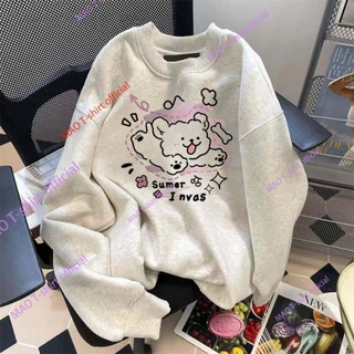 COD✅ (จัดส่งในกรุงเทพฯ) MAO Shop การ์ตูนญี่ปุ่นพิมพ์ลูกแมวรอบคอเสื้อกันหนาวผู้หญิงลดอายุซุปเปอร์ดูดีสวมหัว