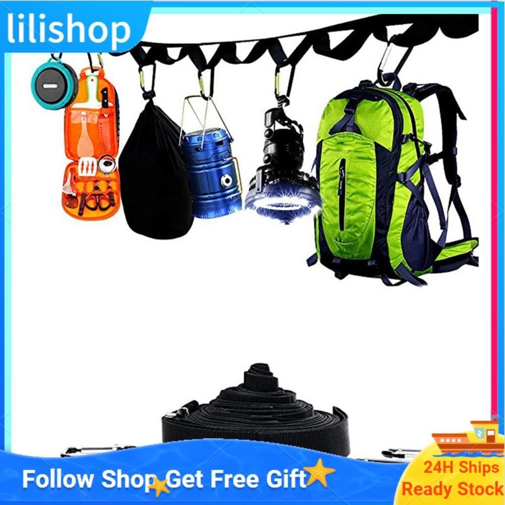 Lilishop 19 แหวน Travel Hanger Clothesline กลางแจ้ง Camping แบบพกพาเสื้อผ้าแห้งเชือกสำหรับเดินป่าปิค