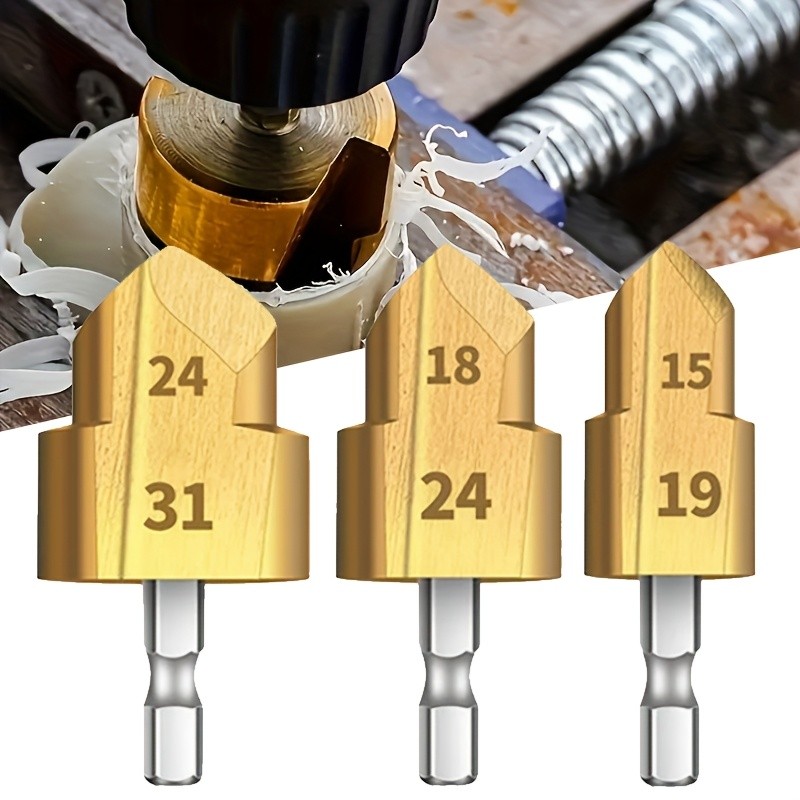 ชุดสว่านท่อ HSS PPR 3 ชิ้น - 20/25/32 Step Bits, Hex Shank, คู่มือ, ซ่อมท่อ (อะแดปเตอร์โลหะ)