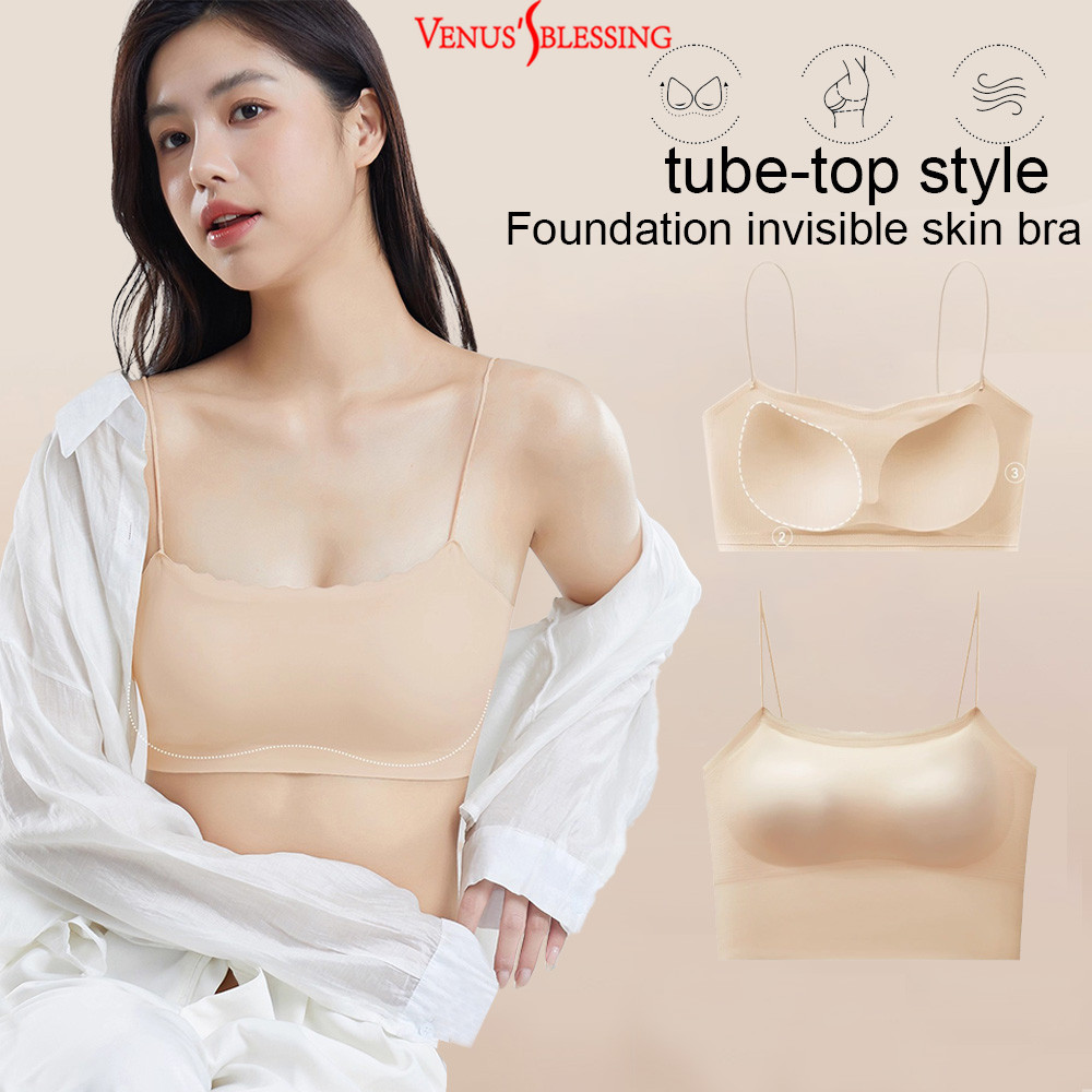 M-XL 0.3 ซม. Thin-Strap Invisible Skin Bra, ผู้หญิง One-piece Seamless Back-Smoothing น้ําหนักเบา Bra Yong Girl Bra