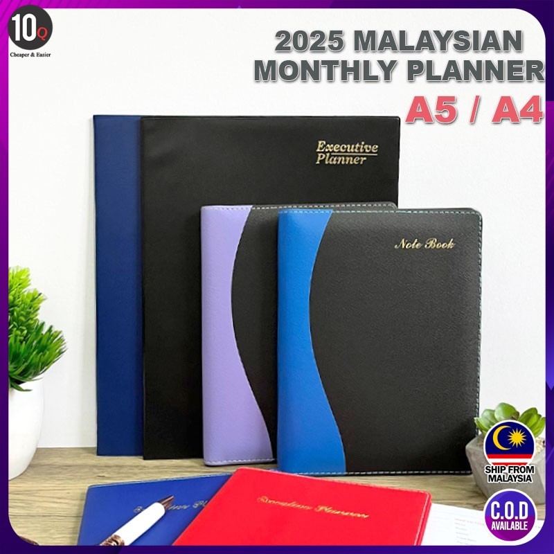 10Q A4 / A5 TPS Executive Planner 2025 หนังสือวางแผนปีรายเดือนปฏิทินสํานักงานนักเรียน