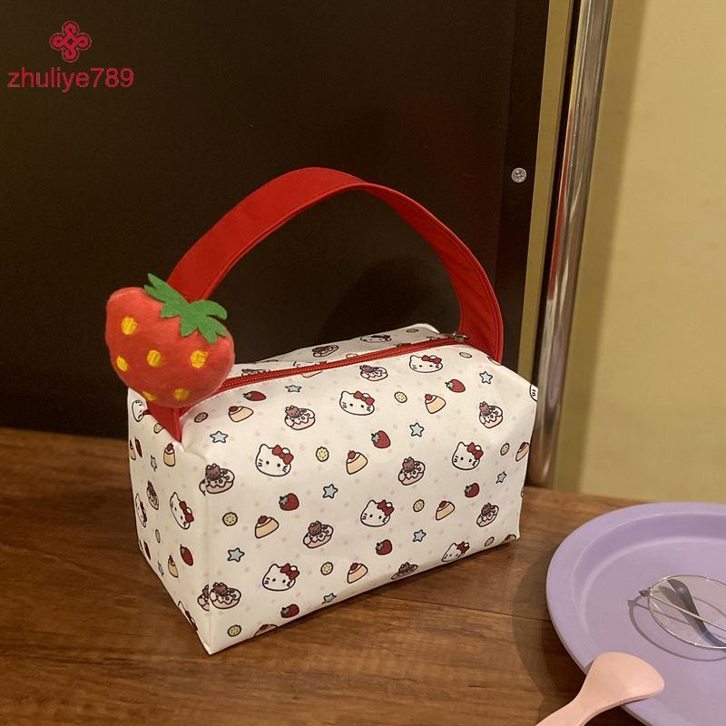 <zhuliye789>หวานน่ารักHello Kittyมือถือกระเป๋าเครื่องสําอางขนาดใหญ่ความจุแบบพกพาผู้หญิงแฟชั่นกระเป๋า