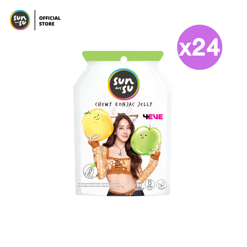 (แพ็ก 24) SUNSU x 4EVE ซันซุ เยลลี่ผสมบุก กลิ่นแอปเปิ้ลและส้ม