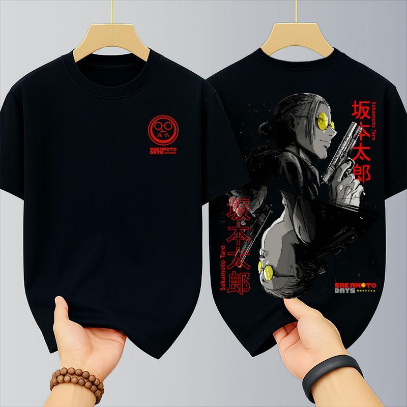 เสื้อยืดผู้ชายเท่ๆ ผ้าฝ้าย100% สกรีนลายการ์ตูนหน้า-หลังโครตเท่ oversizeเสื้อยืดสตรีทแฟชั่นสุดฮิต สไตล์ฮิปฮอปเมกา คอกลม