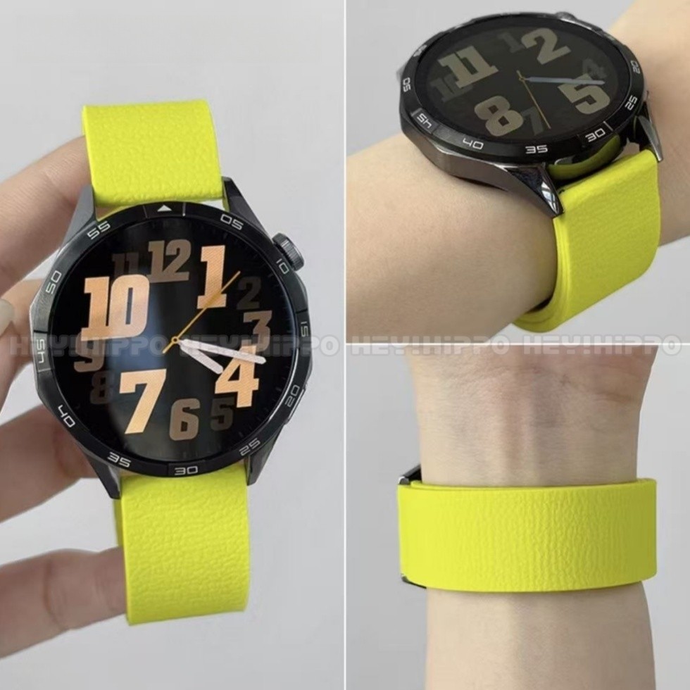 สายซิลิโคนสีเขียวเรืองแสงเหมาะสําหรับ Huawei GT6 41 มม.46 มม.GT6pro ลายลิ้นจี่สายแม่เหล็ก Huawei Watch 5 GT5 GT4 GT2 GT3 GT2e GT3pro Honor Watch Magicwatch2