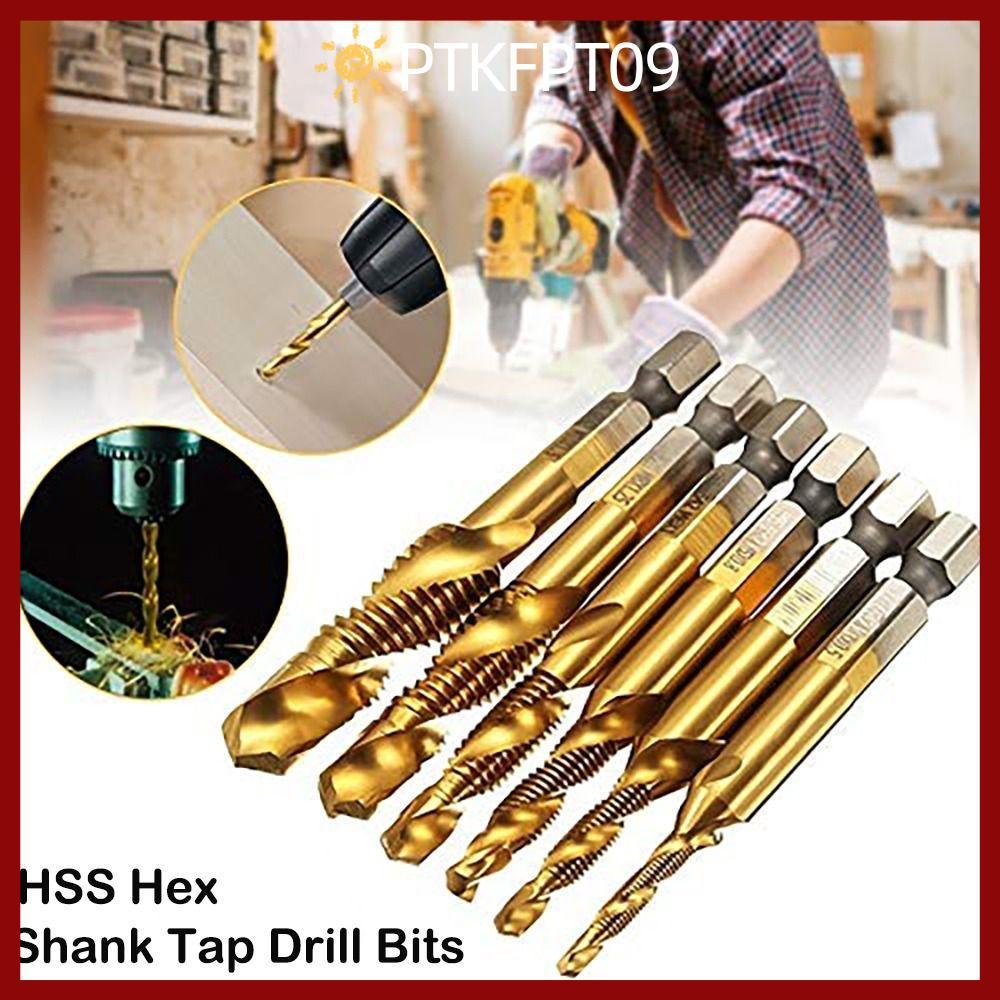 PTKFPT09 Hex Shank HSS Compound Tap เจาะ Bits สกรูเกลียว Bit Shank Tap เจาะ Bits