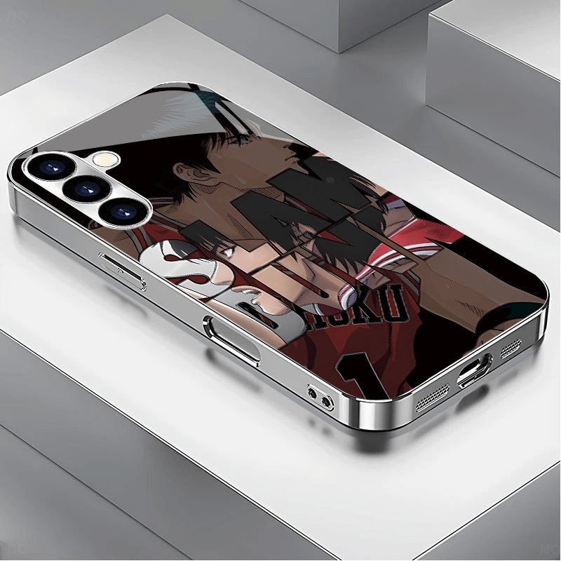 SAMSUNG Slum Dunk 09 หรูหราชุบกรอบแก้วเคสโทรศัพท์สําหรับSamsung Galaxy S22 S23 S24 S25 Ultra A22 A23