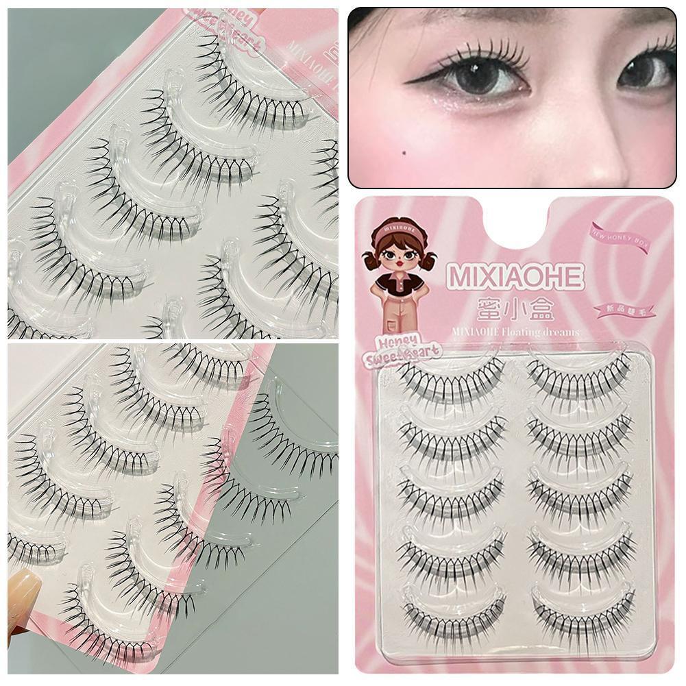ใหม่ V รูปขนตาปลอมสาวเกาหลี Group Natural Lashes โปร่งใส Fairy Eyelash แต่งหน้า S7j9