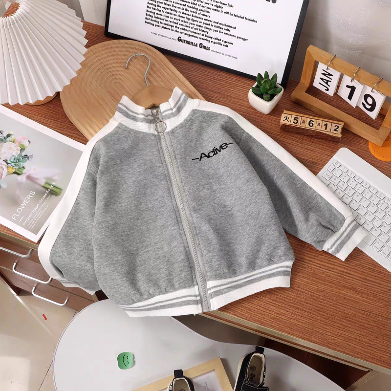 เสื้อแจ็คเก็ตเบสบอลสําหรับเด็กฤดูใบไม้ผลิฤดูใบไม้ร่วงเสื้อลําลอง Unisex เด็กน้ําหนักเบา Sporty Outerw - รูปที่ 2