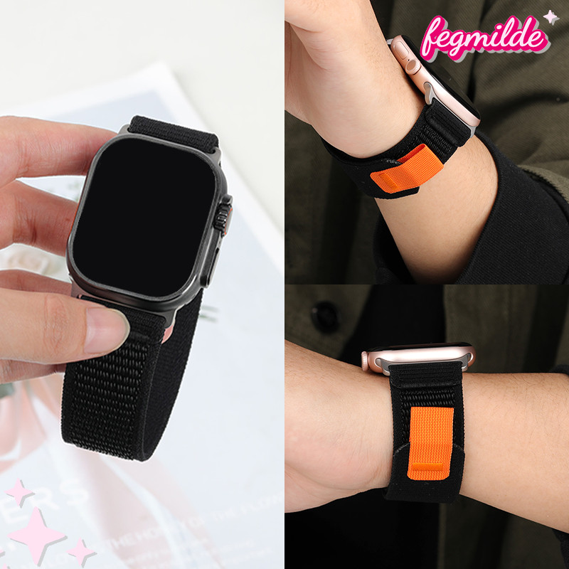 สายรัดไนลอน วงแหวนสำหรับเดินป for Smart Watch Ultra/Se 3 2 Iwatch Series 11 10 9 8 7 6 5 4 1 49/46/41/44/45/40/42/38มม.