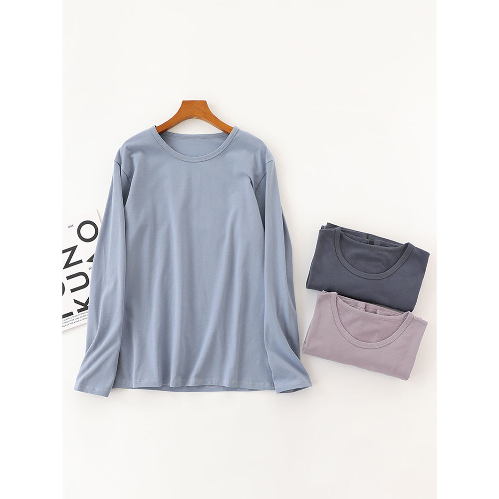 heattech ผู้ชาย heattech เสื้อผ้าฤดูใบไม้ร่วงคอกลมบางผ้าฝ้ายแท้ชิ้นเดียวสำหรับผู้ชาย