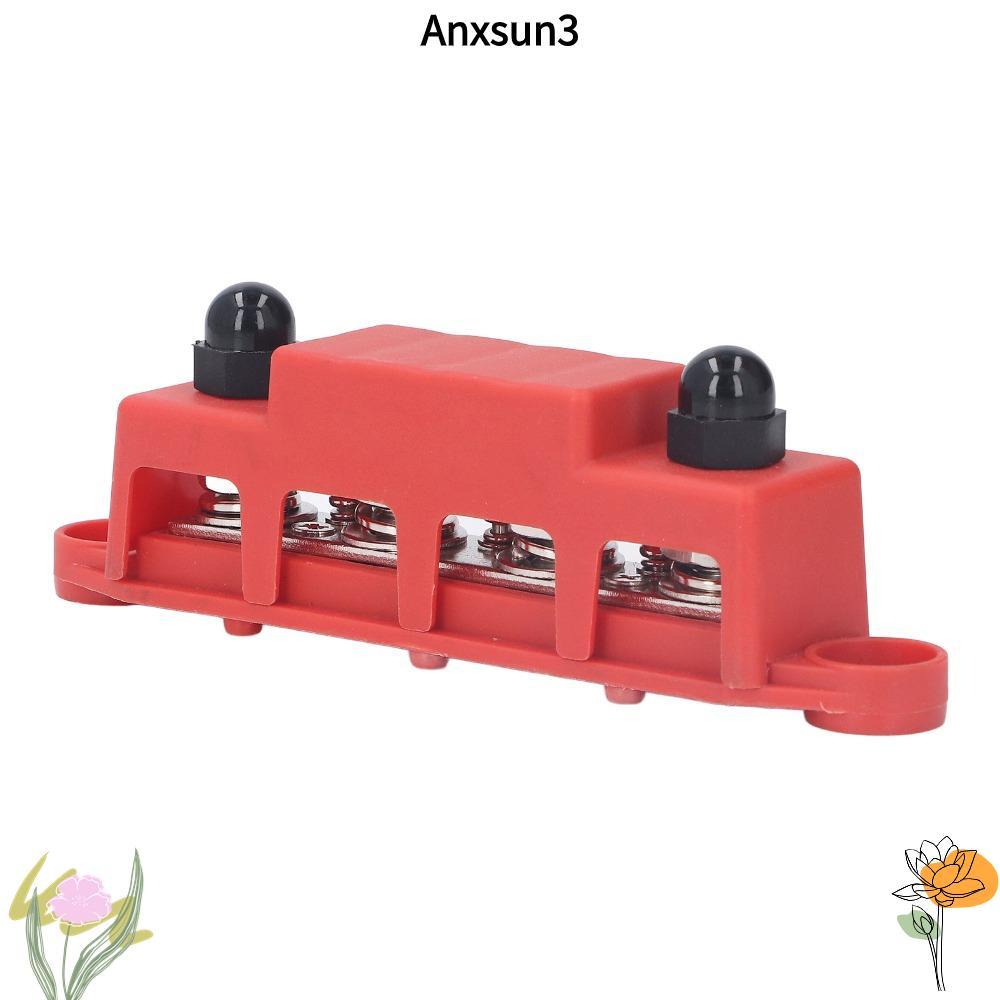 ANXSUN3 M10 Studs Bus Bar, 4 ตําแหน่งสีแดง/สีดํา 4 ตําแหน่ง Bus Bar, สกรู Terminals 48VDC 250A M10 3