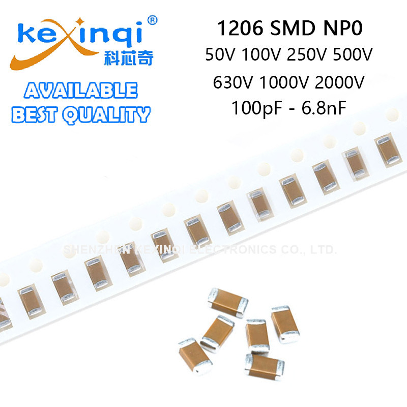 (5 ชิ้น) 1206 SMD 50V 100V 250V 500V 630V 1000V 2000V NP0 ตัวเก็บประจุ 100pF 220pF 1nF 1.5nF 2.2nF 3